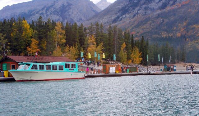 Banff Lake Minnewanka Boats at Dock